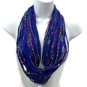 Dona Bela Shreds Shred Lite upcycled fabric necklace scarf boho blue jewelry NEW